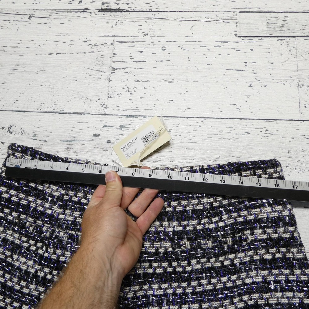 Ramy Brook Shorts Womens 14 Black Tweed Sailor Emerson Short Chain Detail - Picture 11 of 14
